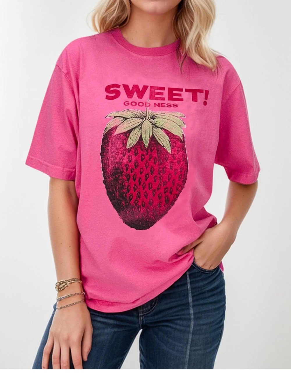 Sweet! Pink Strawberry Graphic Tee